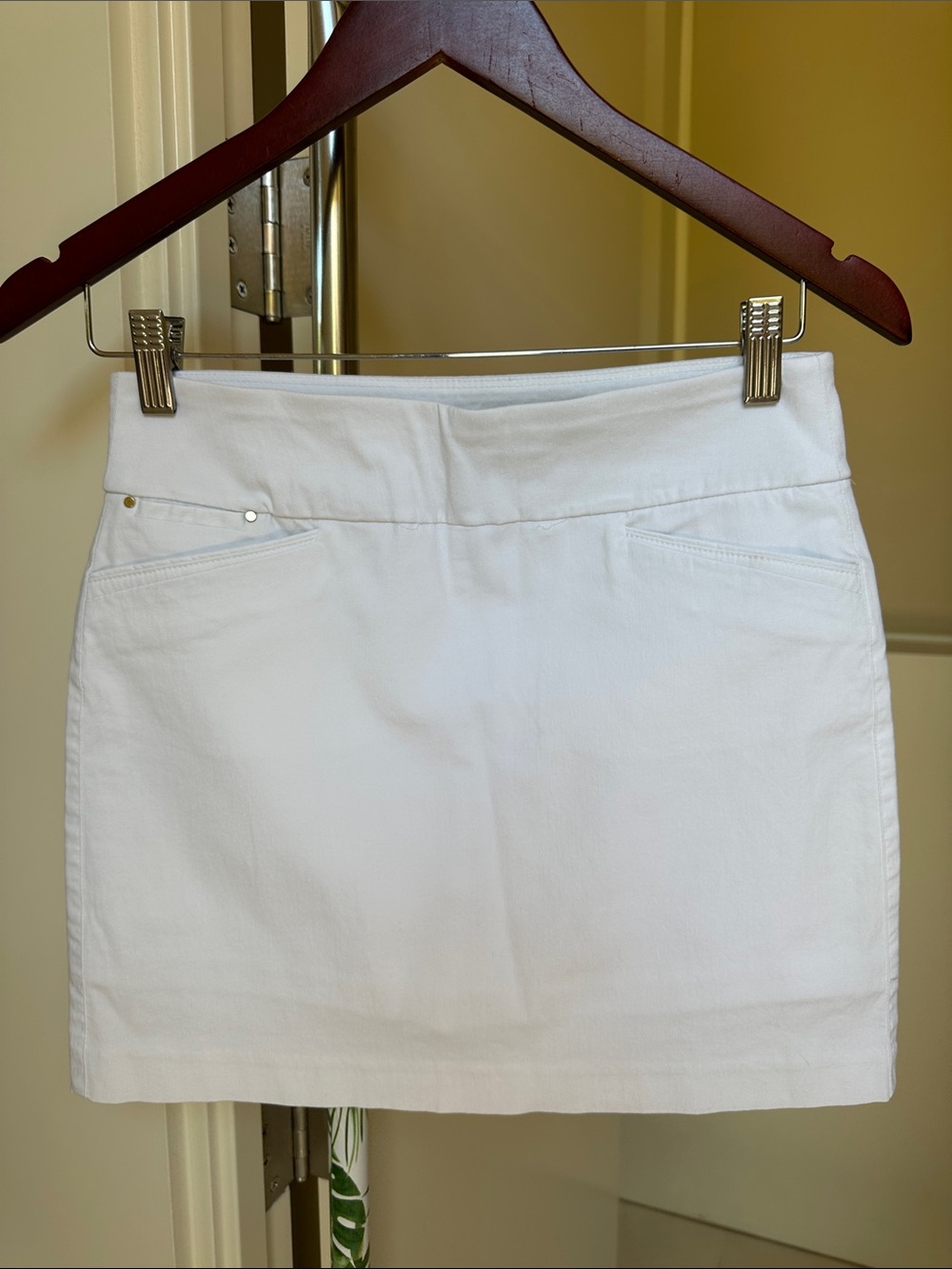 Attyre White Mini Skirt with Front Pocket Detail